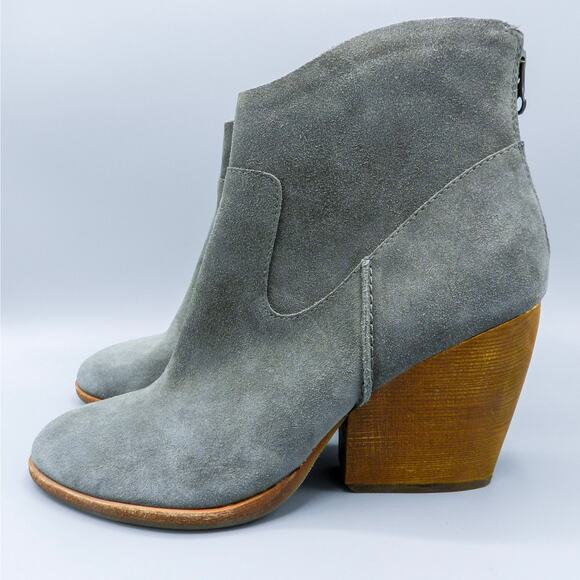 Kork Ease Lapra Western Booties Size 9 Gray Suede Leather Wedge Heel Ankle Zip - Picture 5 of 11